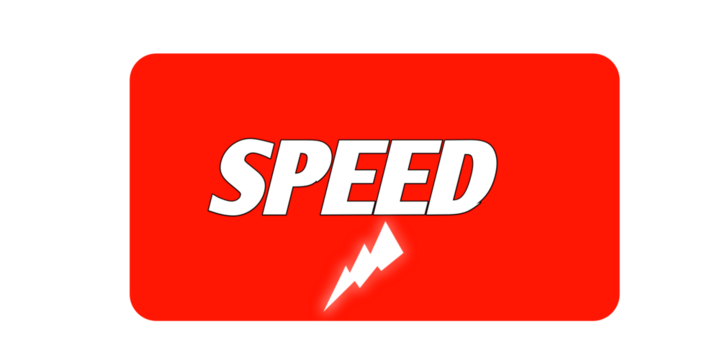 Speed Text with Lightning Bolt – Bold Red Power Design for Energy, Racing, and Sports Themes