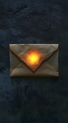 Aged envelope, glowing light inside