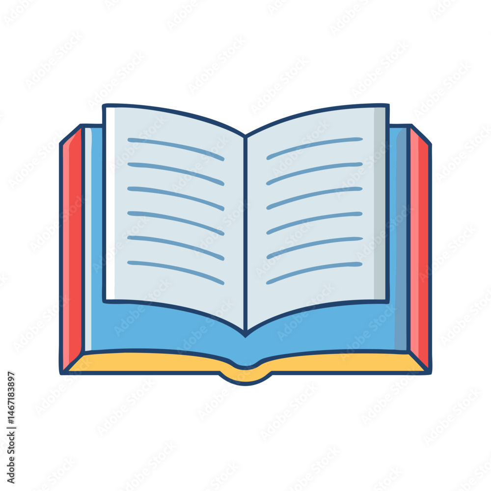 Poster open book illustration for education reading and learning resources concept design and graphics asse