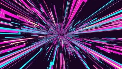 Abstract Background Featuring Distorted Digital Glitch Effects with Vibrant Colors and Pixelated Noise, Creating a Futuristic and Technological Aesthetic.	
