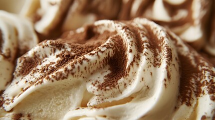 49. Close-up of tiramisu ice cream with swirls of coffee and cocoa