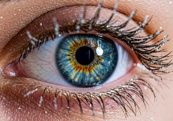 Extreme Closeup Human Eye Macro Photography Sparkling Eyelashes Blue Iris