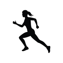 Silhouette of a woman running, showcasing athleticism.