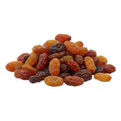 A small pile of dark raisins with natural wrinkles and shiny surface, clearly isolated on transparent background, perfect for healthy food visuals and snack packaging design.