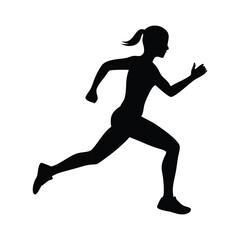 Silhouette of a woman running, showcasing athleticism.