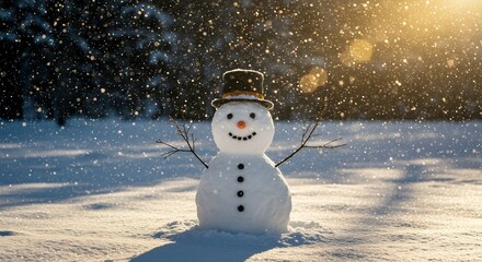 Obraz premium Snowman in Winter Scene