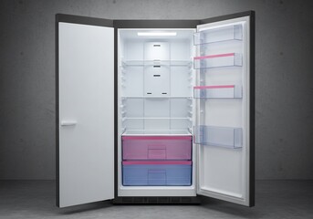 Réfrigérateur vide éclairage doux ambiance sereine