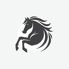 minimalist silhouette of horse. in black and white