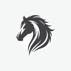 minimalist silhouette of horse. in black and white
