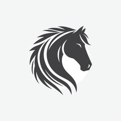 minimalist silhouette of horse. in black and white