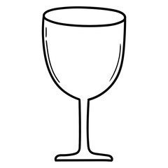 Hand drawn doodle empty wine glass on white background.