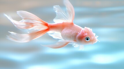Fototapeta premium Swimming Goldfish in Water Tank with Flowing Fins