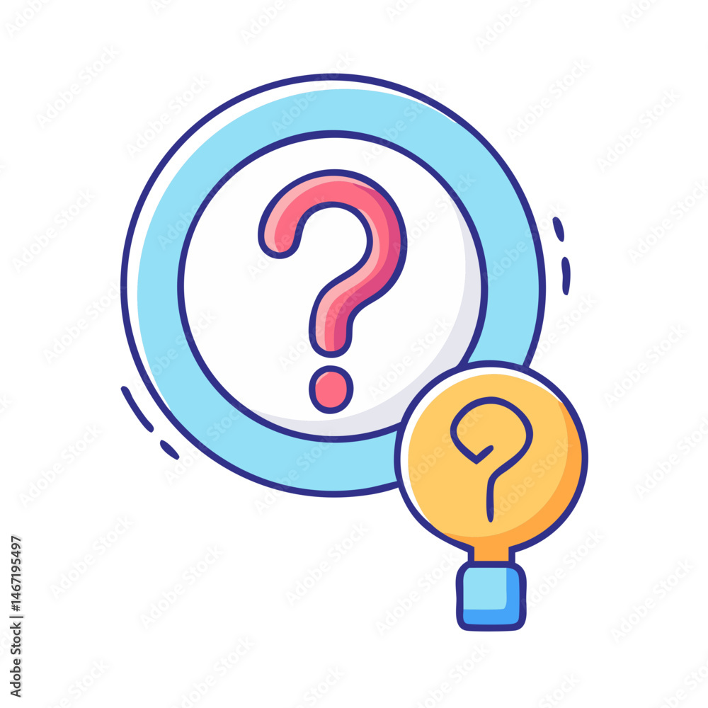 Poster find solutions to questions and answers with creative problem solving and brainstorm ideas
