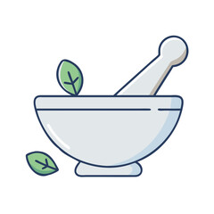 Mortar and pestle illustration for pharmacy, herbal medicine, and natural remedies concept art