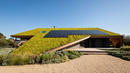Modern sustainable house with green roof