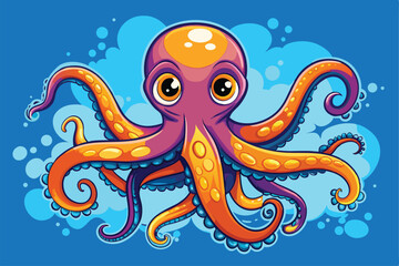 Vector illustration of octopus isolated on white background.