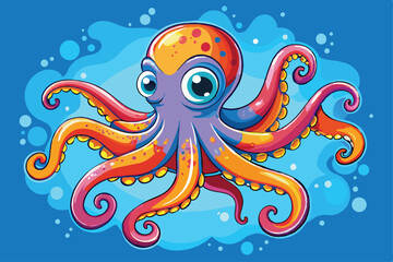 Obraz premium Vector illustration of octopus isolated on white background.