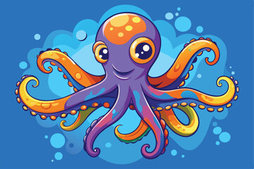 Vector illustration of octopus isolated on white background.
