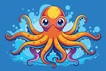 Vector illustration of octopus isolated on white background.