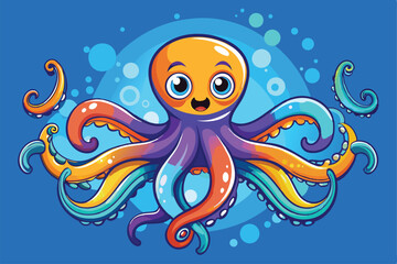 Fototapeta premium Vector illustration of octopus isolated on white background.