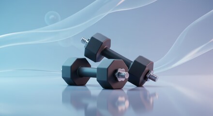 Minimalist 3D Dumbbell Set, Fitness Equipment, Strength Training, Home Workout, Exercise, Gym, Active Lifestyle, Health, Physical Wellness, Bodybuilding, Simple Object