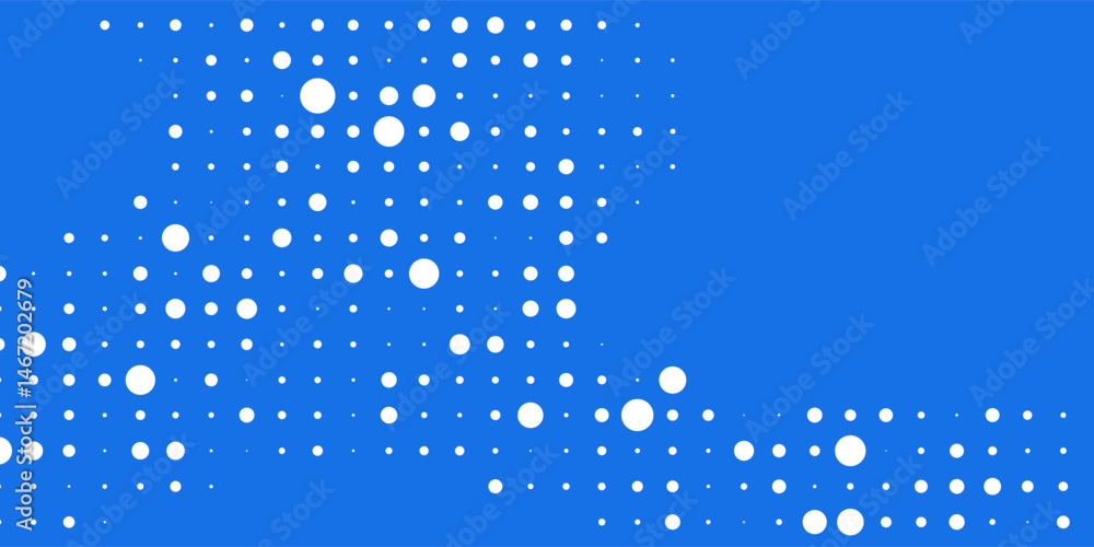 Poster young vector with circle shape. dots halftone white and blue color pattern gradient grunge texture b