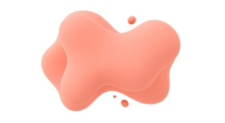 A fluid amorphous shape in pastel coral with subtle noise texture, isolated on a white background
