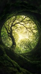 Ancient, mystical forest canopy
