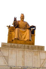 Statue of Sejong the great, King of Korea isolate on transparent Background.
