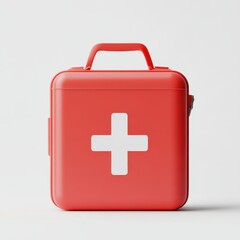 Fototapeta premium Red first aid kit isolated on white background