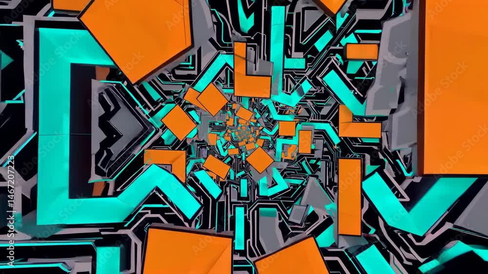 Aufkleber dynamic geometric tunnel with vibrant colors and endless rotation