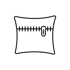 Pillow with zipper icon showing removable cover used in functional pillow design packaging and comfort focused branding line icon in vector with editable stroke