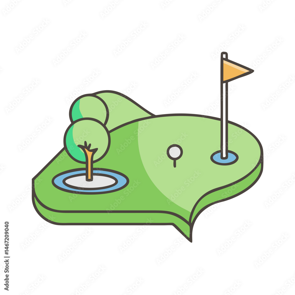 Poster illustration of navigation map with flag destination location and route planning concept design