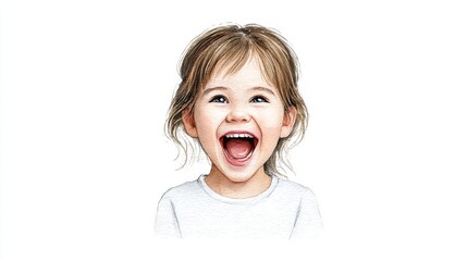 Joyful Child Watercolor Portrait - A watercolor painting of a happy child, symbolizing childhood, innocence, joy, laughter, and carefree spirit