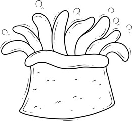 underwater coral cartoon outline