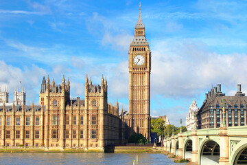 Big Ben and The Palace of Westminstr in London, UK-