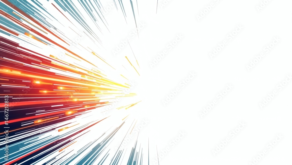 Aufkleber Abstract dynamic lines. The image features radiant streaks of light emanating from the left side, creating a sense of speed and energy