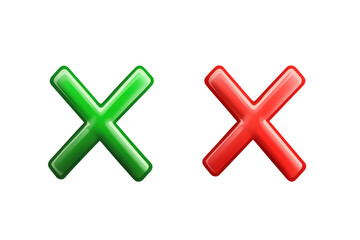 Obraz premium Glossy Green Checkmark and Red Cross Graphic Design Elements for Interface Design and User Experience