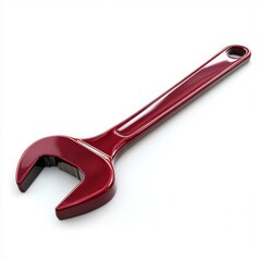 Red open end wrench isolated on white background