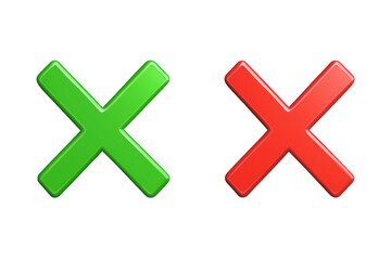 Obraz premium Green and Red Cross Marks: Acceptance and Rejection Symbols Digital Graphic Design Elements