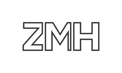 ZMH logo design template with strong and modern bold text. Initial based vector logotype featuring simple and minimal typography. Trendy company identity.