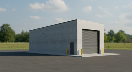 Fototapeta premium Concrete building with closed garage door