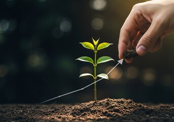 Main tendue croissance plante soleil