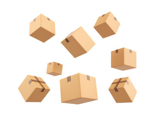 Fototapeta premium Floating cardboard boxes, delivery concept