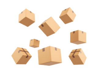 Floating cardboard boxes, delivery concept