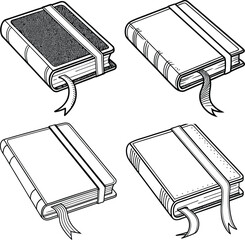 A set of hand drawn vector brush illustrations presents a work tool object, perhaps for office or business supplies