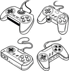 This digital illustration shows a vector game controller icon, a symbol of computer gaming technology