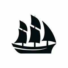 Sailing Ship silhouette Logo Vector Design