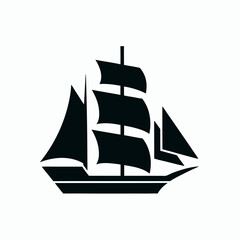 Sailing Ship silhouette Logo Vector Design