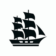 Sailing Ship silhouette Logo Vector Design